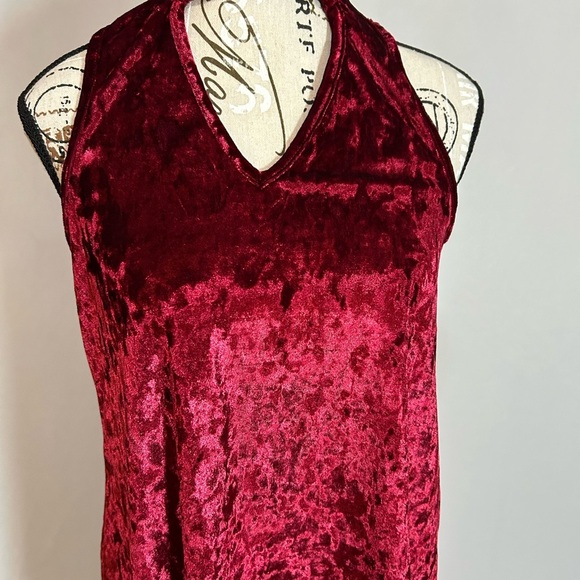 Altar’d State Velvet Red Sleeveless Dress - Picture 2 of 6